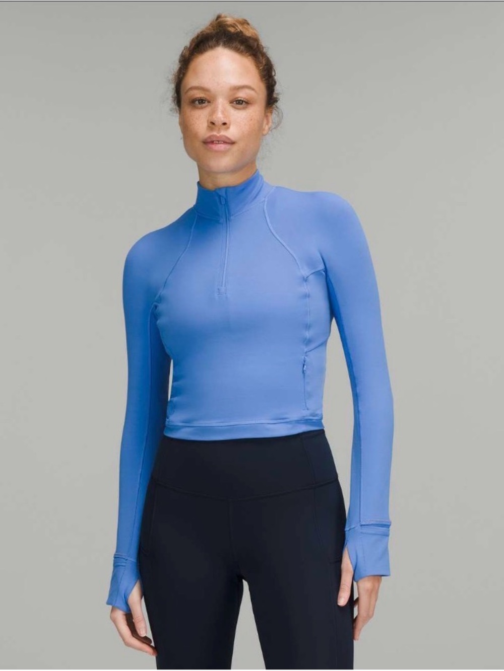 Lululemon It’s Rulu Run Cropped Half Zip Size 8 Nulu Fabric